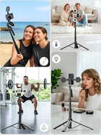 USKEYVISION 70" Multifunctional Phone Tripod for iPhone with Light, Extendable Selfie Stick with Remote for iPhone & Android 360° Rotation Phone Tripod Stand for Video Recording/Photography(UT-02) - size: UT-02(without face tracking)