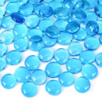 FUTUREPLUSX 5Lb Light Blue Flat Glass Marbles, Glass Beads Flat Gems Aquarium Pebbles Vase Filler Table Scatter Decor - color: Blue
