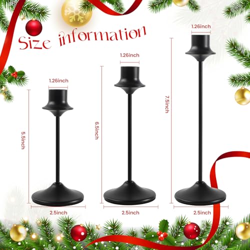 Joyyy Weighted Candlestick Holders Candle Stick Holder for Candlesticks, Vintage Metal Candelabra Candlestick Holders Candle Stand for Holiday Fireplace Party Dining Home Set of 6 (Matt Black) - color: Matt Black