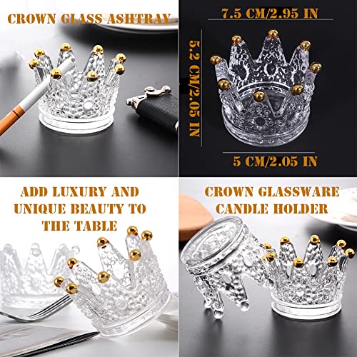 AKOAK 1 Pack Crown Glassware Candle Holder, Elegant Glass Tea Lamp Holder, Tea Light/Tabletop Candle Holder Decoration, Votive Candle Holder, Wedding, Party, Dinner, Family Decoration (Golden) - color: Golden