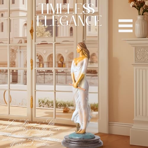 Luo Lirong “Silk Dancer” Bronze Woman Statue – 16.5" Handcrafted Veiled Maiden Figurine, Lost-Wax Cast & Hand-Painted,Elegant Gift, Collectible Art, Home & Gallery Décor - color: 18.5" White