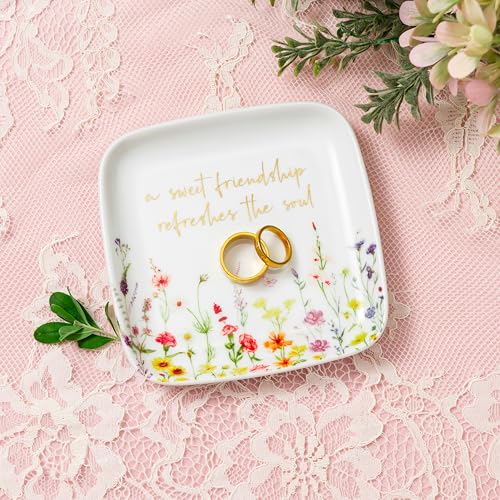 Crisky Jewelry Ring Dish for Women Christian Gifts Trinket Tray Inspirational Friendship Gifts for Friend Birthday Jewelry Tray for Her Sisters Besties Verse: Sweet Friendship –Proverbs 27:9 - style: Friend - A Sweet Friendship Refreshes The Soul