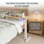FLEXISPOT H7 Adjustable Overbed Bedside Table with Wheels Pneumatic Mobile Standing Desk Laptop Desk Rolling Computer Cart Movable Table Hospital Home Use(31.5" W x 17.7" D, Maple Large) - color: Maple, size: Large
