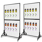 Eastern Tree 2 Packs 3'X 6' Two Gridwall Panels Display Stand with Sturdy T-Base, Black Wire Grid Wall Panels for Craft Show Display Rack, Art Display Stand, Extra more 20 Hooks