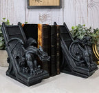 Ebros Gothic Roaring Gargoyles with Celtic Floral Knotwork Bookends Figurine Set in Rooftop Sculptural Design 7" High Medieval Renaissance Architectural Goth Decor Resin Sculptures Gargoyle Statue