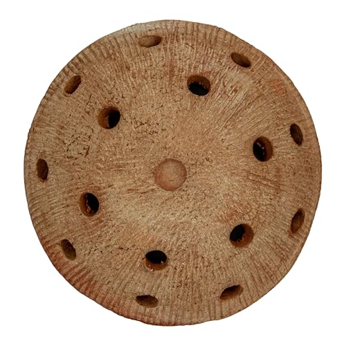 Creative Co-Op Handmade Vintage Reproduction Terra-Cotta Mushroom Shaped Candle Holder with Cut-Outs, Natural