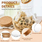 VASANA Airtight Clear Round Glass Jar with Cork Tea Caddy Container Vase Eco Bottle Small Ball Moss DIY Canister for Kitchen Storage Home Decoration 500ml 17oz