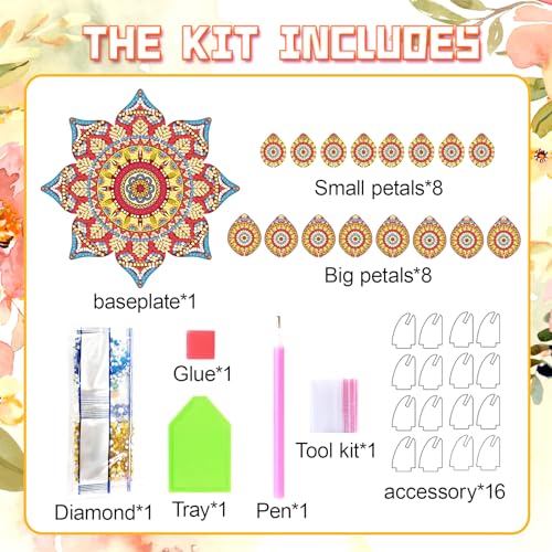 DIY Diamond Art Painting Candlestick Holders Mandala Flower Shape Desk Candle Tray Tabletop Ornaments for Wedding Festival and Party Home Table Centerpiece-Flower05 - color: Flower05