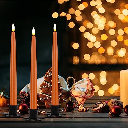 CVHOMEDECO. Primitive Iron Taper Candle Holders Vintage Black Candlestick Holders for Halloween Christmas Dining Room Home Decor. Set of 3, Star Base. - color: Star 3 Pcs