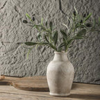 Handmade Rustic-Style Ceramic Decorative vase, Dimensions 8.3 x 5.5 inches, Featuring Distressed Gray and Terracotta hues, Suitable for Rustic, Country, and Various Decor Styles.