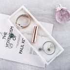 Luxspire Bathroom Vanity Tray, Resin Toilet Tank Tray, Kitchen Trays, 11" x 4" Rectangle Bathroom Tray for Counter, Marble Tray for Soap Dispenser Perfume Jewelry, Small, White Marble - color: B - White Marble, style: Small
