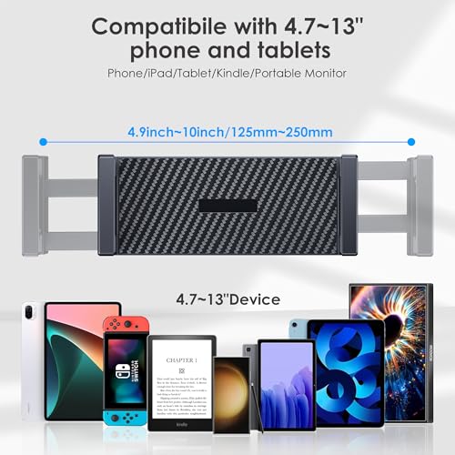 CreaDream Tablet Stand for iPad, Aluminum Tablet Holder with Heavy-Duty Base for Desk, Fully Adjustable Angle, Compatible with iPad Pro Air Mini, Galaxy Tab, Surface Pro, Kindle 4.7''-13", Black - size: High - Two Arm