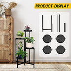 4 Tier Plant Stand Indoor Outdoor, 31 Inch Tall Metal Plant Shelf Waterproof, Plant Holder with Folding Design For Home, Living Room, Black - color: Black