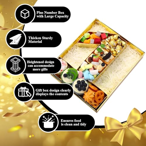 SiliFine 12" Charcuterie Number Shaped Mache with Clear Lid Fillable Sweets Serving Trays Paper Mache Cupcake Candy Box for 2025 Graduation Party Graduation Celebration(Gold,Number 1) - color: Gold, style: Number 1