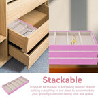 HERCHR Sunglass Organizer, Pink Velvet Glasses Tray 5 Grids Stackable Display Case for Women Glasses Jewelry Display Watch - color: Pink
