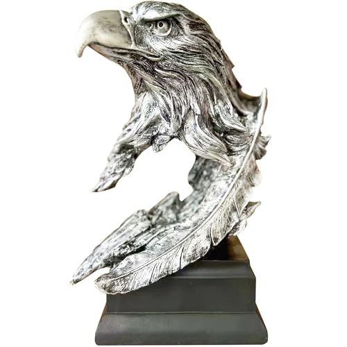 H&W Silvery Bald Eagle Figurines - The USA's National Emblem - Resin Statue Decoration for Home/Study/Living Room, Great Collectible Figurines, Best Gift for The Man, Silvery (HH17-D9) - color: Eagle-silver
