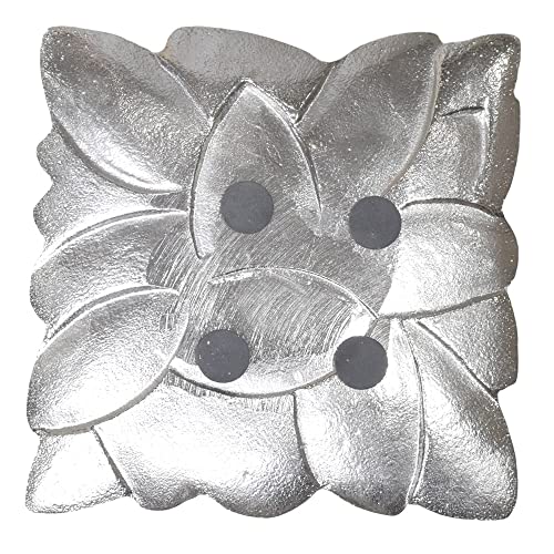 BBH Home's Handmade Silver Novelty Shaped Aluminium Tray 6.88 x 6.88 x 0.78 AMBBVK043AB2020 - color: Silver