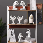 Space Theme Bookends - Astronaut Kids Book Stoppers, Heavy Duty Resin Bookends for Shelves (D-Silver Color) - color: Astronaut D-silver
