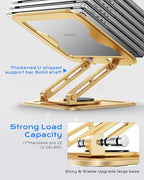 LOXP Adjustable Laptop Stand, Computer Stand with 360 Rotating Base, Ergonomic Laptop Riser Mount for Desk Foldable Protable Computer Desk Fits with MacBook Pro Air (10-16") - Gold - color: Alluvial Gold