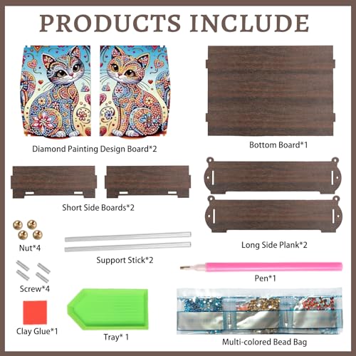 Tontut Diamond Painting kit Storage Box, cat DIY Multifunctional Craft Storage Box, Suitable for Home Office Holiday Gifts - color: Gorgeous kitty
