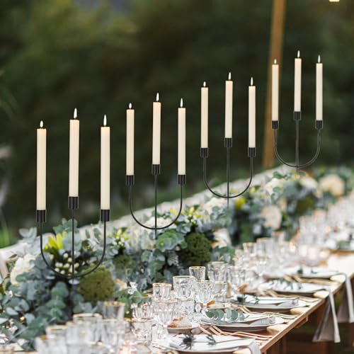 Sziqiqi Modern Candlestick Candle Holders - Matte Black Candelabra for Halloween Tabletop Taper Candlesticks Decor for Home Decorative Candle Stick Holder for Thanksgiving Formal Events Dining Room - color: Black, size: 1 Pc
