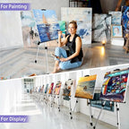 4 Pack Art Painting Artist Easel Stand Adjustable Portable Aluminum Metal Tripod Display Easel with 4 Bag Height from 20-66 Inches Tabletop Art Easel for Table-Top/Floor Drawing and Displaying,Silver
