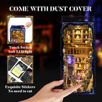 DIY Book Nook Kit for Adults, 3D Wooden Puzzle Bookshelf Insert Decor with LED Light & Stickers, Dust Cover,Miniature House Craft Gifts for Family,Friends and Book Lovers（Magic Potion House） - style: Magic Potion House