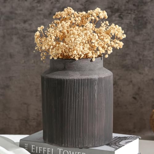 Farmhouse Vase for Home Decor, Vintage Rustic Terracotta Flower Vase Suitable for Home Decor, Living Room, Shelf, Dining Table. Large 7.2 * 9 in - color: Dark Brown, size: 7.2 x 9 inches