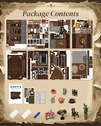 Cutefun Book Nook Kit - DIY Miniature Coffee Shop Booknook Kits for Adults and Teens, 3D Wooden Puzzle Bookend Bookshelf with LED Light, Creative Crafts Gifts for Book Lovers (Corner Coffee Shop) - style: Corner Coffee Shop