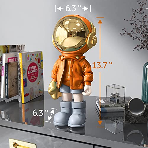 EZ4ENCE Figurine Statue Astronaut Sculpture Spaceman Decor,Sculptures for Home Decor,Arts Orange Shelf Decoration,Cool Metal Mask Table Decor,Large Spaceman Figure Ornament - color: Orange, size: Large