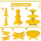 Zopeal 7 Pcs Dessert Table Display Set 3-Tier Cupcake Stand 1-Tier Cup Cake Display Tower Platters and Serving Trays Cardboard Cake Cookie Holders for Wedding Birthday Party Baby Shower(Yellow) - color: Yellow