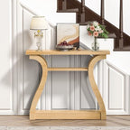 Wooden Console Table with Curved Legs and Shelf, 3-Tier Modern Accent Narrow Sofa Table for Entrance Area, Living Room, Hallway, 47 in Wide Wood Console Table for Entryway (Nature) - color: Nature