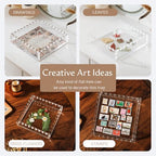 Scalloped Acrylic Tray with Magnetic Mat - Customizable for Photos, Art and Messages, Decorative Trinket Tray for Rings Earrings Necklaces Bracelet, Mothers Day Mom Gifts from Daughter Son - size: Square:7.9*7.9*2inch