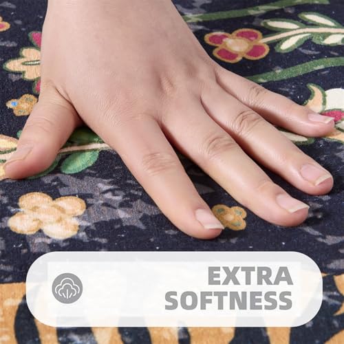 Oriental Tropical Kitchen Runner Rug 2x5 Washable, Thin Stain Resistant Black Boho Bathroom Runner Rug for Hallway Entryway Bedroom Laundry, Vintage Abstract Hippie Botanical Long Carpet - color: Black, size: 2' x 5'