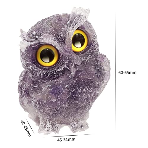 mookaitedecor Amethyst Owl Statue Sculpture Stone, Carved Animals Night Owl Figurine Crystal Ornament for Desktop Office Home Decor - color: Purple, size: 2.36 inch