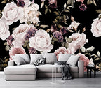 Peony Flowers Wall Mural - Purple Flower Wallpaper, Rose Mural - 103" x 69" (Not Self-Adhesive) - color: Murals-01, size: 103" x 69"