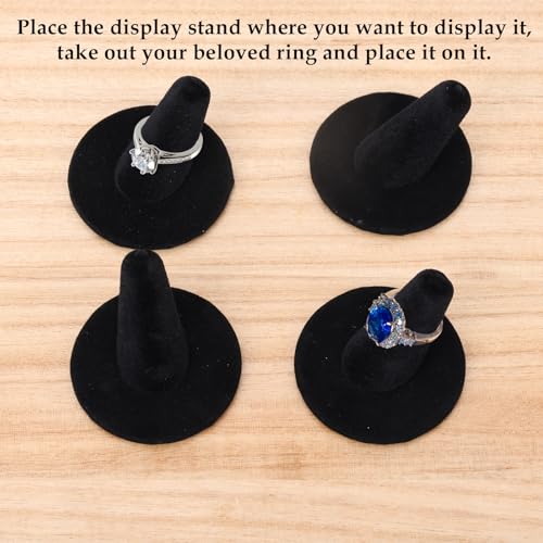10pcs Black Velvet Ring Display Stand, Ring Holder Organizer Jewelry Storage Case Display Accessories for Vendor Home Shop Counter Showcase