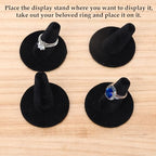10pcs Black Velvet Ring Display Stand, Ring Holder Organizer Jewelry Storage Case Display Accessories for Vendor Home Shop Counter Showcase