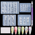 Laza 4pcs Silicone Nail Art Molds, Acrylic 3D Spring Summer Flower Nail Charms Molds Clear Modeling Templates Silicone Flowers Pattern Nail Tools with Sculpture Pen for Salon Nail Design - color: Flowers