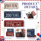 CroBlissful 4 Pcs 250th Anniversary 4th of July Decorations Patriotic Memorial Day Tabletop Decorations America Eagle Red White Blue Table Centerpieces USA Sign for Office Tiered Tray Home Shelf - style: 250 Years
