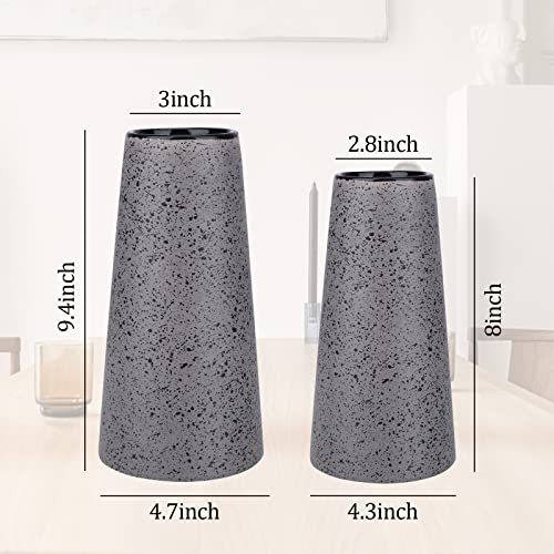 Bdor Ceramic Vase Set of 2, Modern Farmhouse Home Decor, Grey Vase with Polka Dots, Perfect for Dining, Living, Bathroom & Kitchen - color: Gray