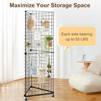 GADFISH Triangular Gridwall Panel Display Stand, Black Triangle Wire Grid Tower with Base and Casters, 24" x 68" Rolling Grid Wall, Panel Stand for Home Organization, Retail, Trade Show, Vendor