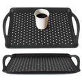 MDLUU Non-Slip Serving Tray with Handles, Food Serving Platter, Set of 2, Black - color: Black