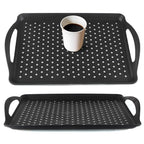 MDLUU Non-Slip Serving Tray with Handles, Food Serving Platter, Set of 2, Black - color: Black