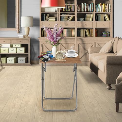Garden 4 you Folding TV Tray Table Set of 2, TV Dinner Table with Sturdy MDF Top, Eating Trays for Living Room with No Assembly Required (Yellow Brown, 2PCS) - color: Yellow Brown, size: 2pcs