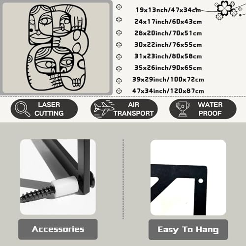 Abstract Faces Metal Wall Art,Picasso Faces Metal Wall Decor,Abstract Wall Art for Living Room, Bedroom, Bathroom,Office(Silver,30x22inch/76x55cm) - color: Silver, size: 30x22inch