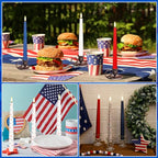 Patriotic Flameless Taper Candles With 3D Wick - 9.6" Real Wax Red White and Blue With Remote and Timer - 4th of July LED Battery Operated Fake Candles, 3 Pack - color: Red,White,Blue
