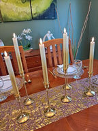 Elegant Metal Taper Candle Holders, Set of 3, Gold Finish, Different Heights. Modern Decorative Centerpiece for Table, Mantel, Wedding, Housewarming Gift, Holiday and Special Occasions