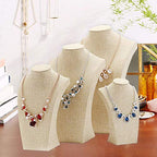 Beige Linen Necklace Display Bust - 11.8" Jewelry Holder for Necklaces, Bracelets, Figure Display Stand (30x17cm) - size: 30x17cm