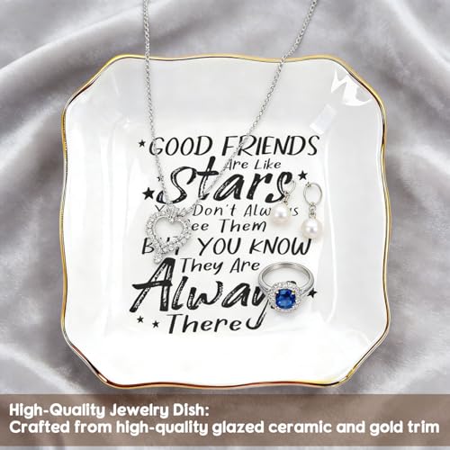 Friend Gifts for Women Ceramic Ring Dish Tray - Good Friends are Like Stars Trinket Jewelry Tray, Thoughtful Friendship Gifts for Women, Best Friend Birthday Present - ASA - color: Friend like stars